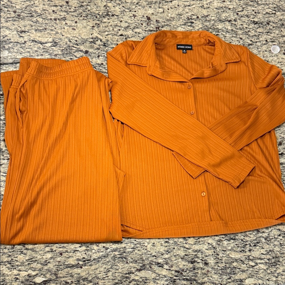 Orange Button-Up Women's Top
